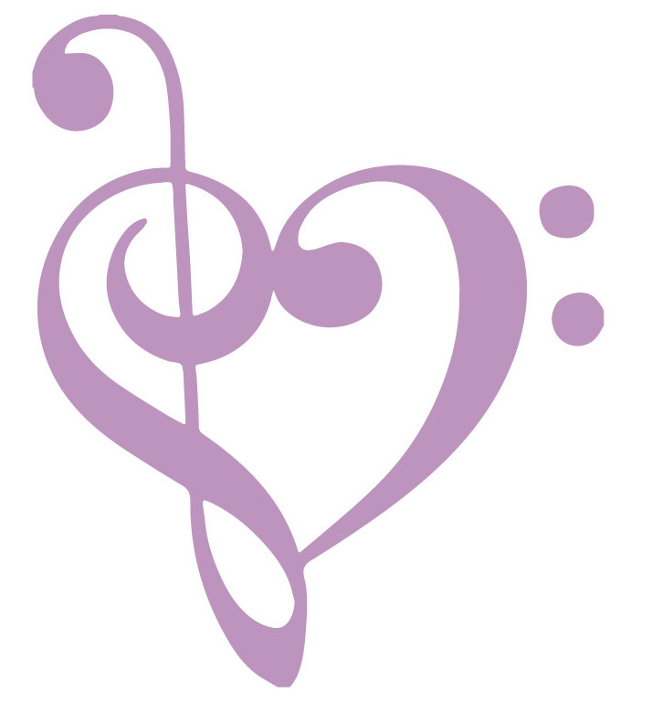 Décalcomanie murale coeur musical, H 24 po x l 20 po x P 0,01 po, Lilas