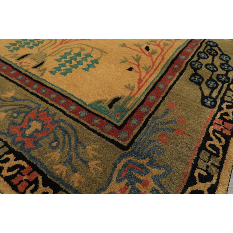 Tapis en laine touffeté à la main multicolore Donegal Arts & Crafts, Rectangle 10 pi x 14 pi