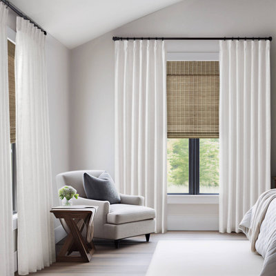 2 pièces de rideau en lin de polyester de 300 g / m² de 40 po avec 7 plis de pincement par pièce