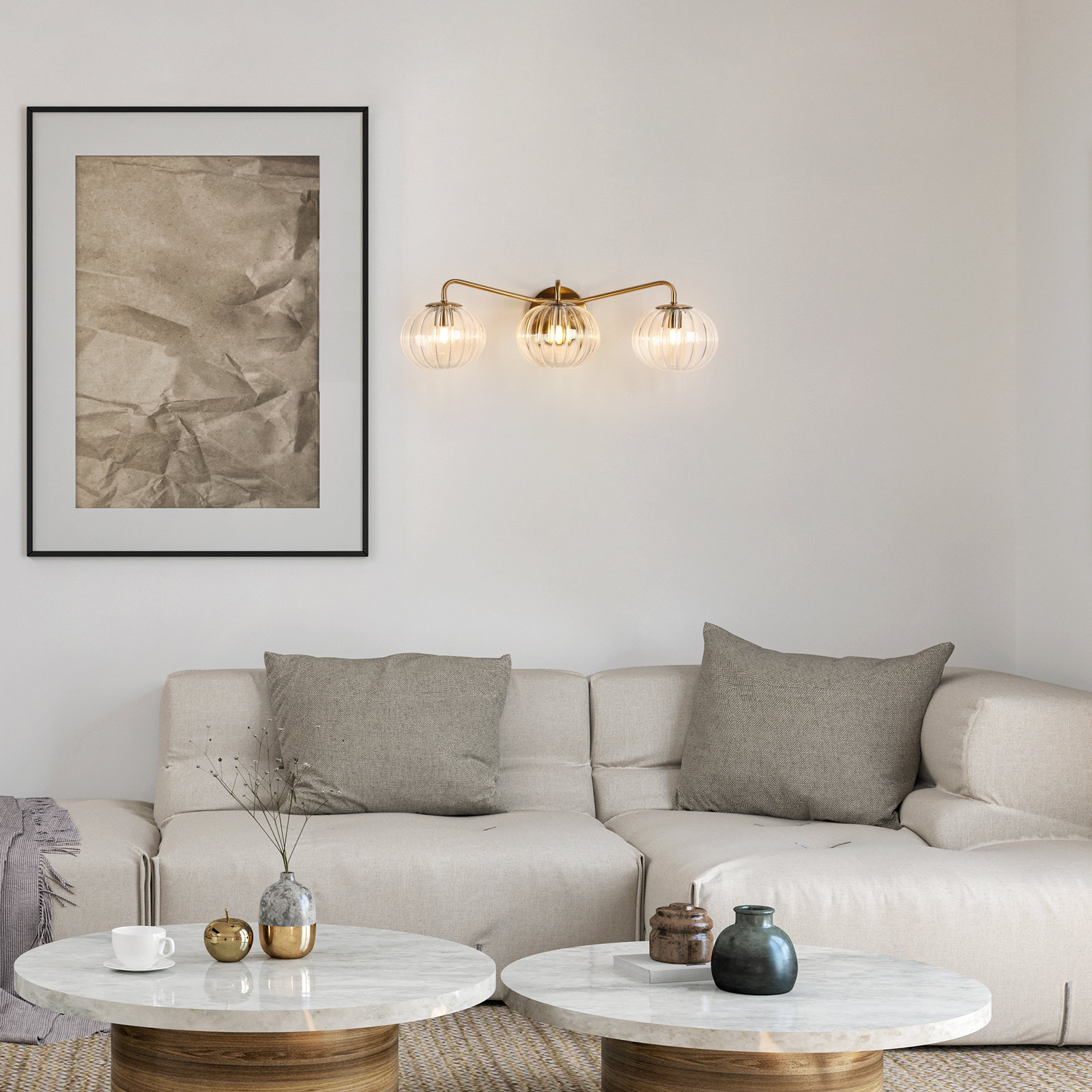 Ulah 3-Light Dimmable Metal Vanity Light with Glass Shades 