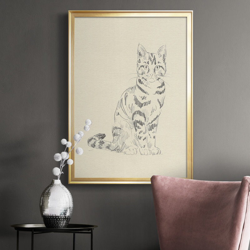 Toile encadrée de qualité supérieure House Cat IV - prête à être accrochée, Or, H 24,5 po x l 18,5 po x P 1 po