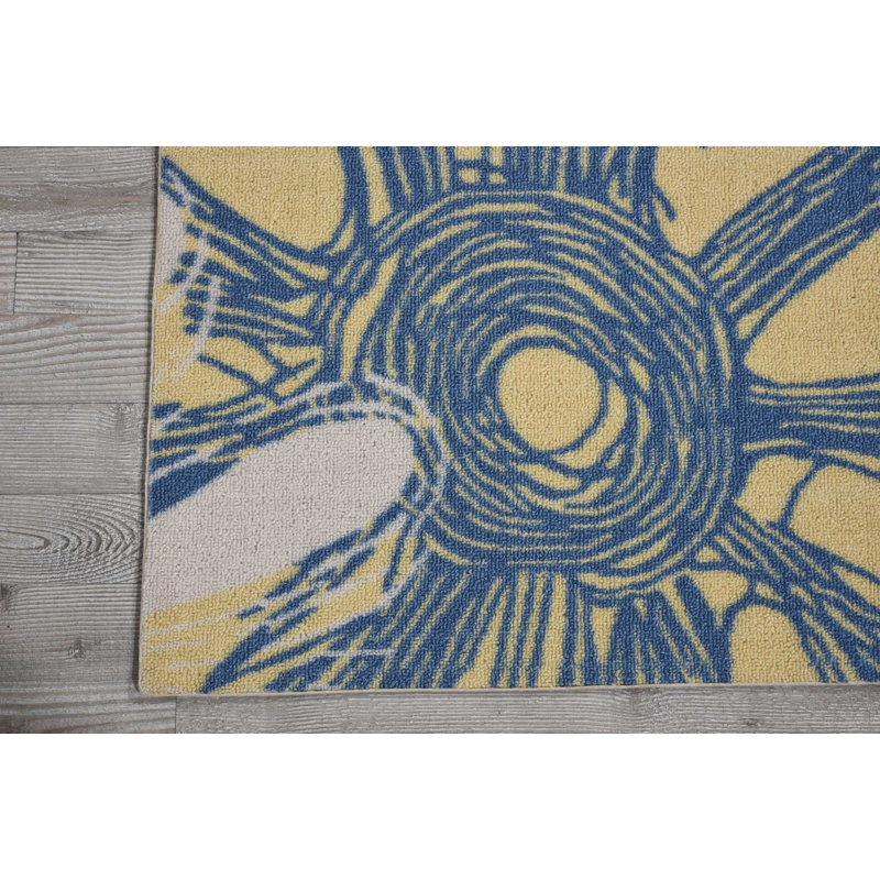 Tapis bleu moderne Dian, Carré 8 pi 6 po