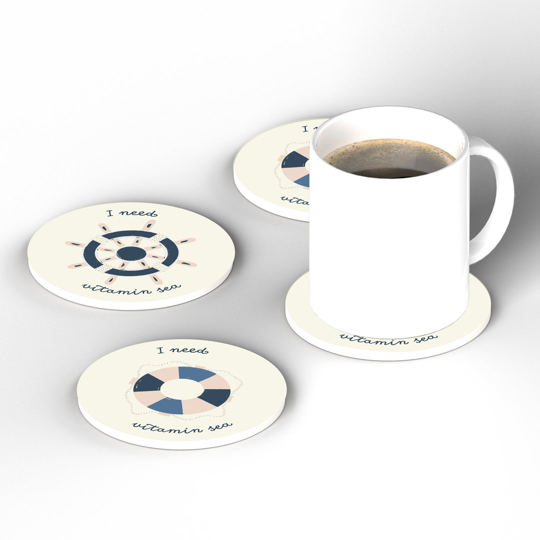 Ceramic Round 4 Piece Coaster Set