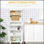 Petit buffet de 63 po avec huche, garde-manger 4 portes, armoire de rangement autoportante