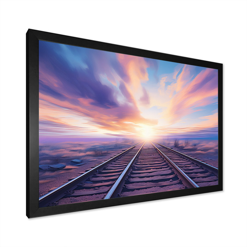 Impression sur toile transport violet, Cadre photo noir, H 16 po x l 32 po x P 1 po