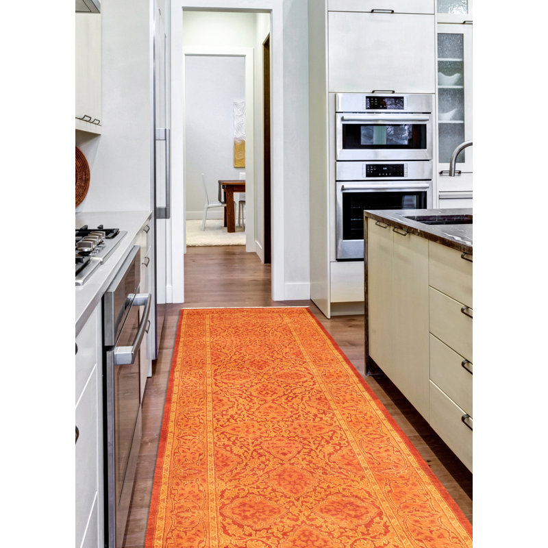 One-of-a-Kind Runner 2'6" X 14' New Age Runner Wool Area Rug in Orange