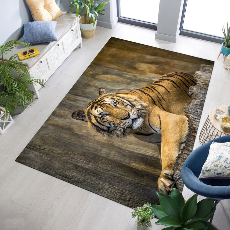 Modern Artistic Non Woven Thin Type Printed Rug with Abstract Geometric Design in Vibrant Color Palette for a Sophisticated Home Decor Touch
