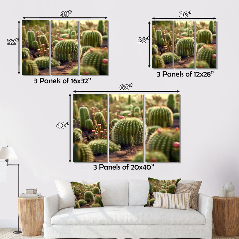 Cactus Perfection Sunrise I - Ensemble de décoration murale floral en métal