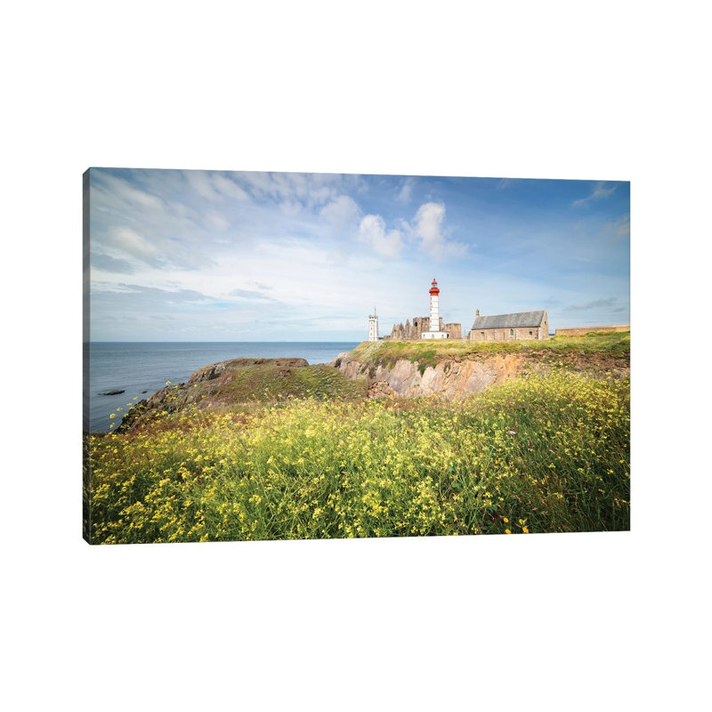 Saint Mathieu Lighthouse Landscape by Philippe Manguin - Wrapped Canvas Print, 20.32cm H x 30.48cm W, Wrapped Canvas