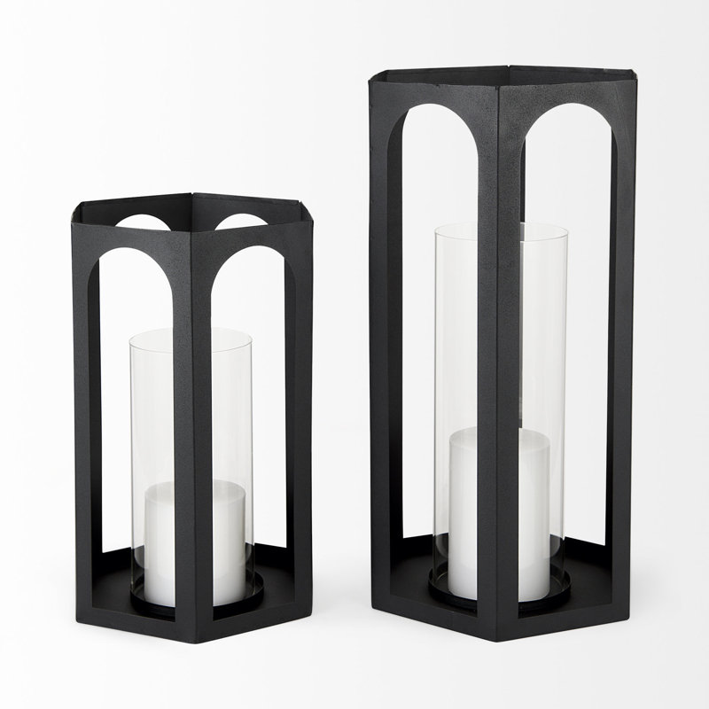 2 Piece Tabletop Lantern Set with Candle Included