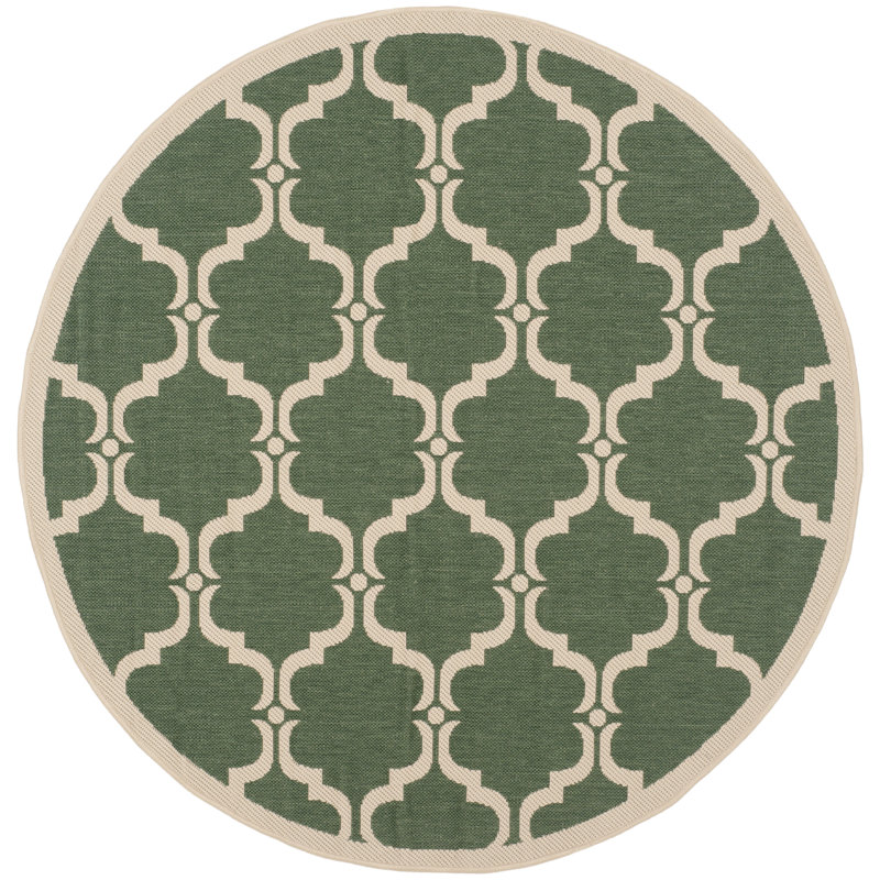 Kelley Hooked Indoor/Outdoor Rug, Round 160cm, Green / Neutral