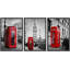 Cabine téléphonique de couleur rouge avec décor mural moderne noir et blanc-102298766-102298765