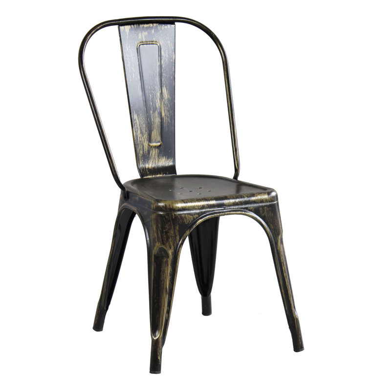 Barretti Patio Dining Side Chair, Black/Gold