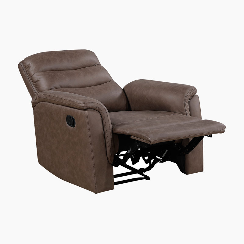 Ensemble de canapé de salon inclinable manuel en microfibre poli 3 pièces avec console centrale Ardyn, Brown