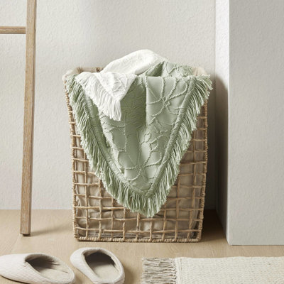 Couvre-lit très grand 3 pièces, floral élégant, couvre-lit en chenille, frange Shabby-Chic, composition en coton, léger et respirant, toute l'année, surdimensionné, confortable, peluche, assurance,