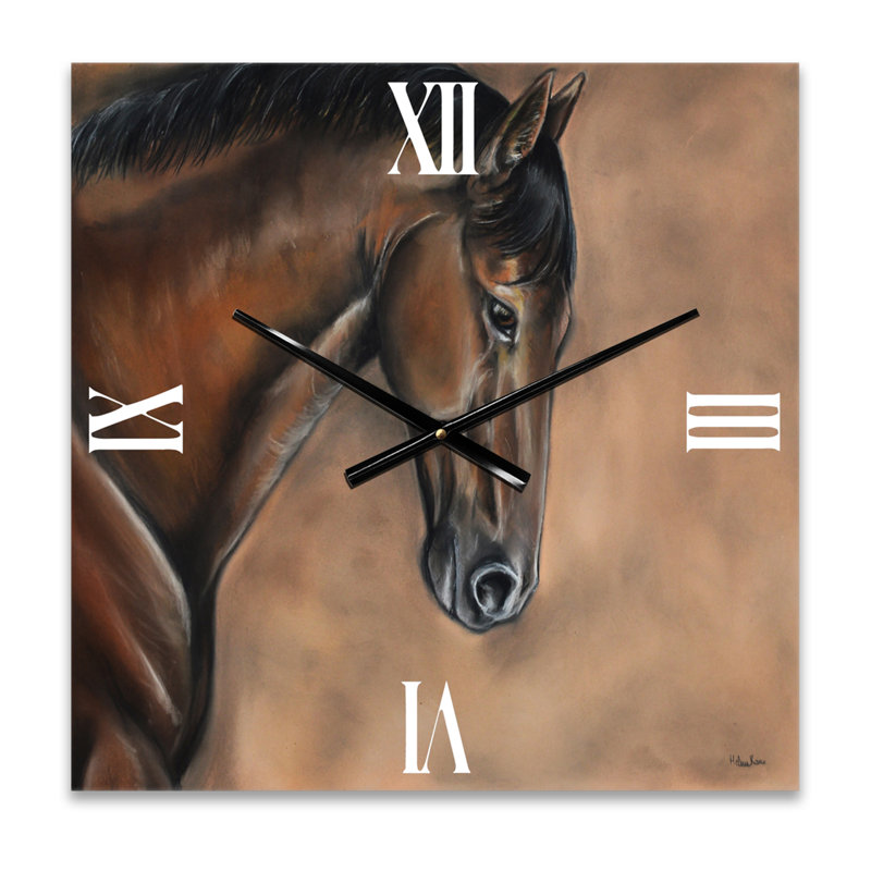 Portrait d'un horloge murale cheval brun, Grand