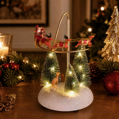 Lighted Musical Santa Sleigh and Reindeer Tabletop Decoration