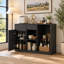 Modern Fluted Design with Built In Power Hub Freestanding Bar Cabinet for Dining Room and Kitchen-666791195-666791173