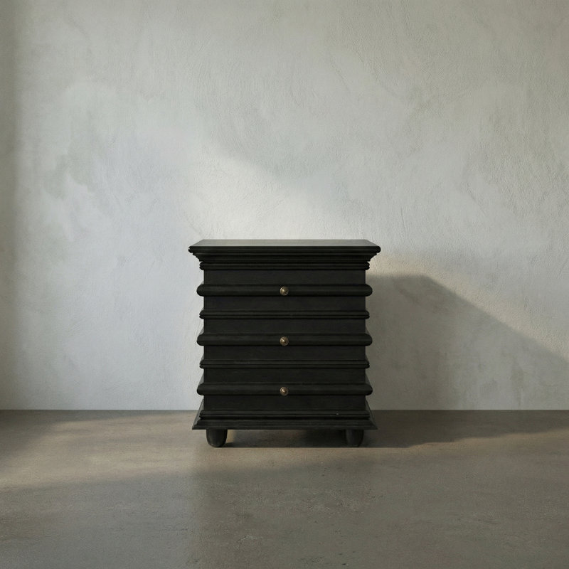 Ascona Solid Wood End Table, Hand Rubbed Black