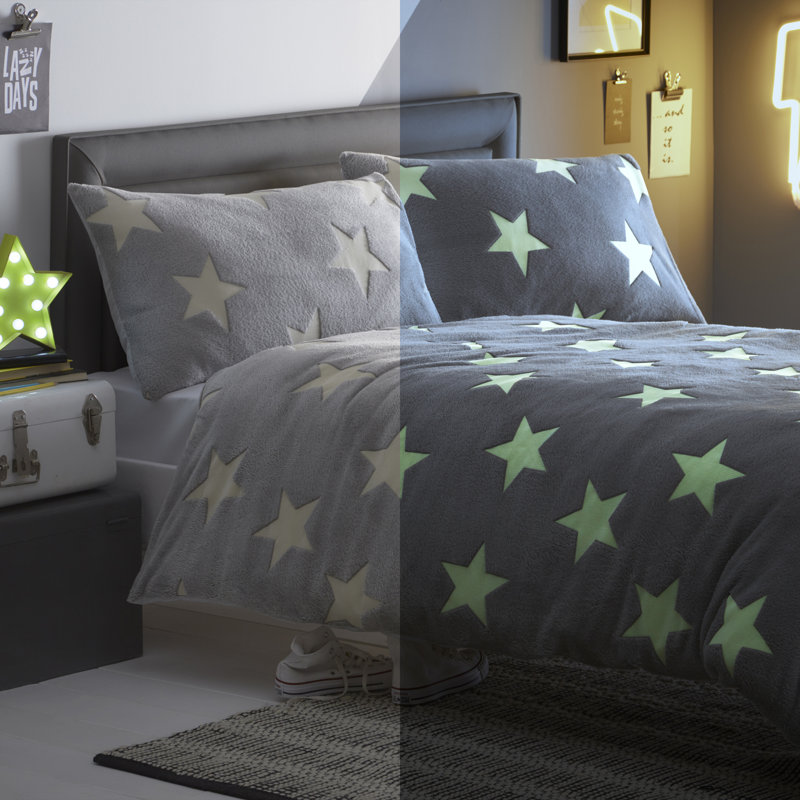 Silentnight Glow In The Dark Duvet Set, Rose, 135 x 200cm Duvet Cover + 1 Standard Pillowcase