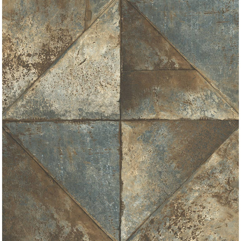 Papier peint formes géométriques Franceen, Bleu / Brun