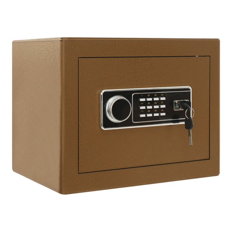 Coffre-fort de maison numérique, coffre-fort de sécurité pour objets de valeur en argent avec 2 clés, Café