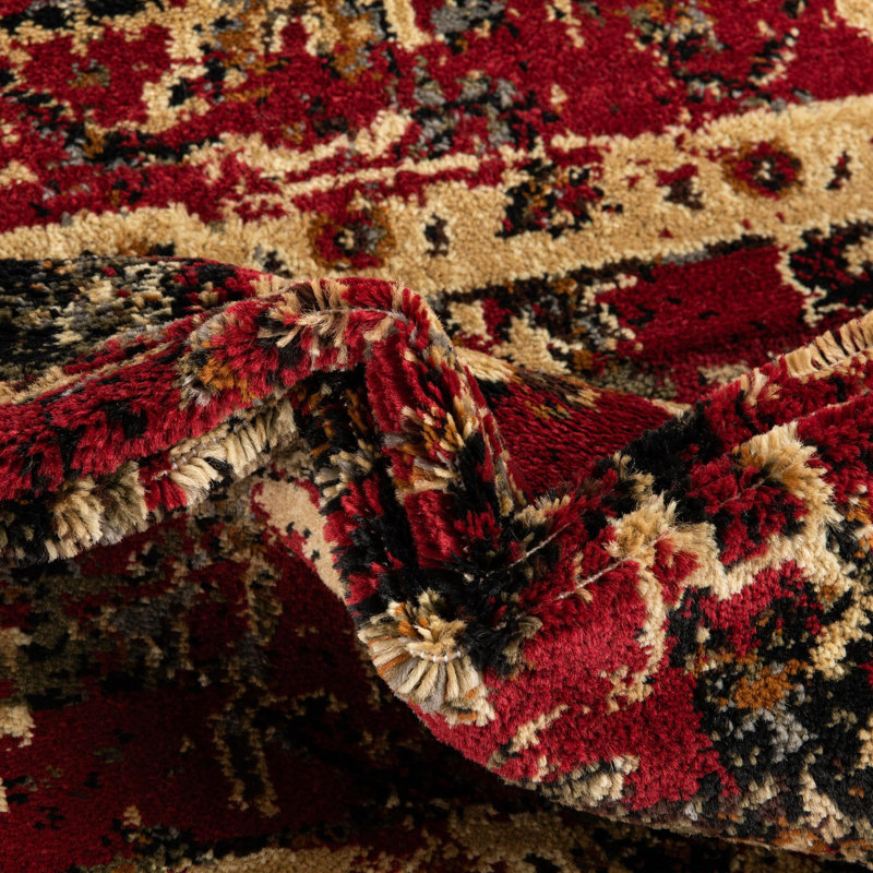 Tapis brun / rouge / noir Alameda, Tapis de couloir 2 pi x 7 pi 1 po