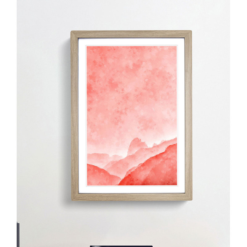 Coral Mountains - Picture Frame Painting Print, 33cm H x 24cm W x 2cm D, Oak Framed