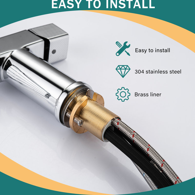 Finish Single Hole High - Arc Pull Down Kitchen Faucet Of Stainless Steel, Featuring Dual Function , 360 Swivel And Storage For Pantry Steel In , Shelf Bakeware