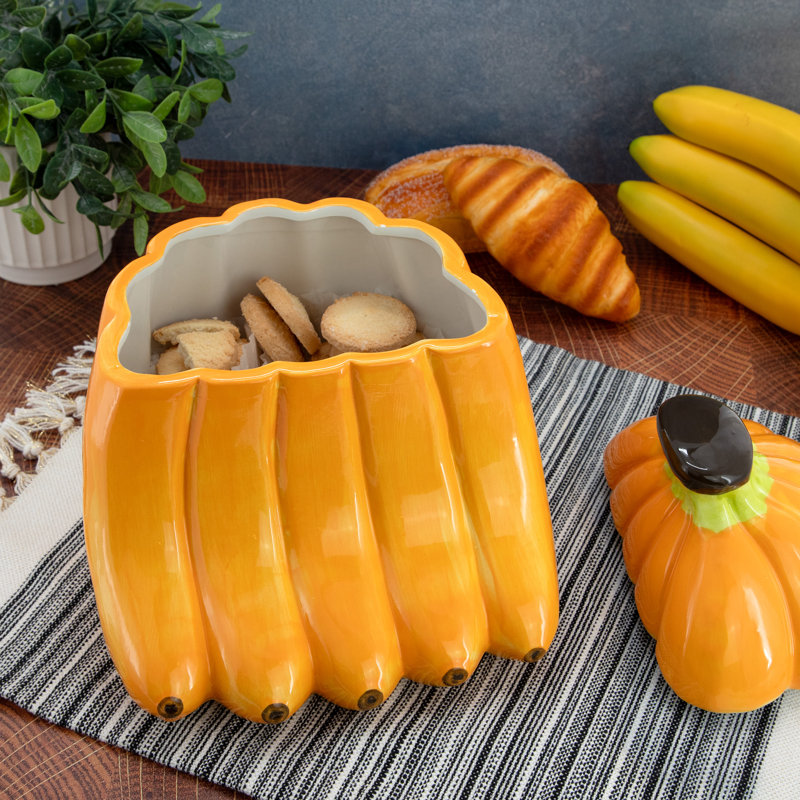 Boîte à biscuits en céramique peinte à la main en forme de banane Gibson Home