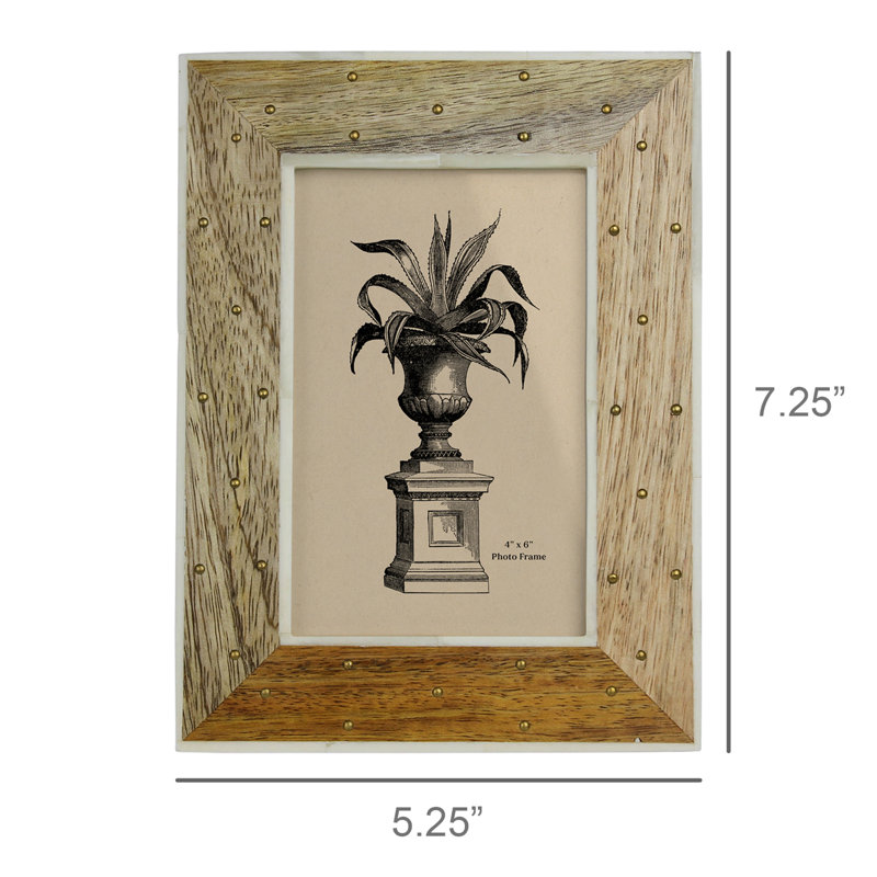 Mango Wood, Brass & Bone Frame - 4x6