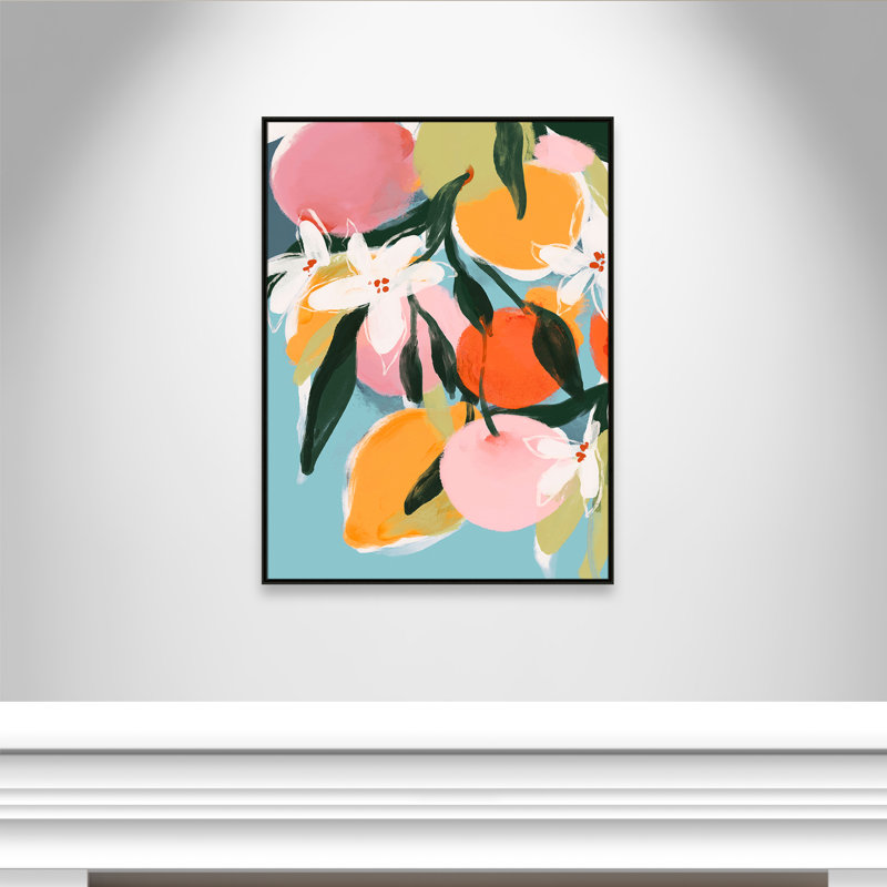 «Fruit Summer I Print» par Treechild, H 49,5 po x l 37,5 po, Flottant espresso