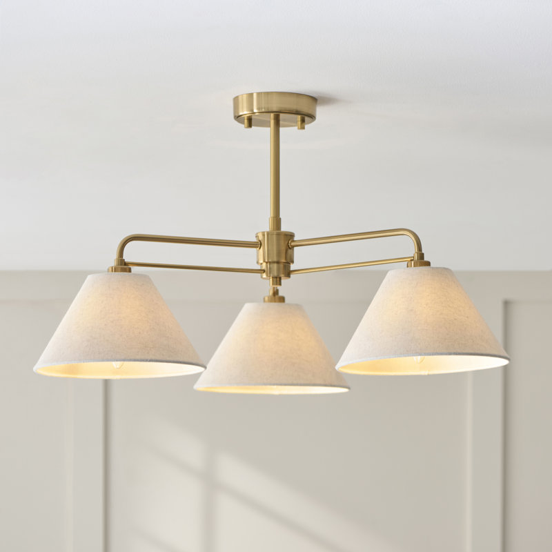 Linen Blend Semi Flush Mount