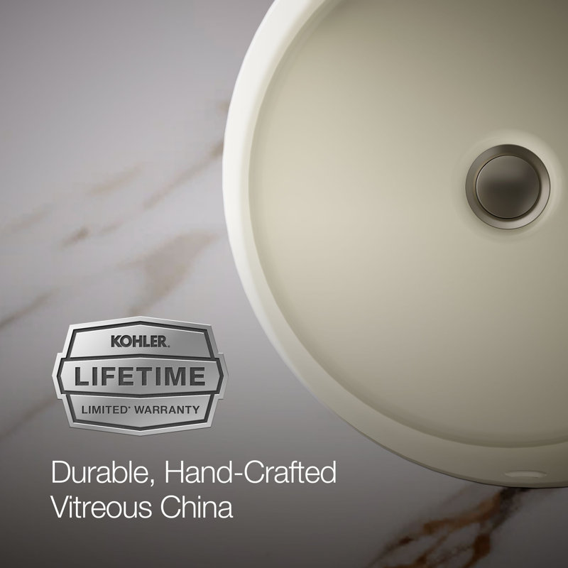 Verticyl Ceramic Vitreous China Circular Undermount Bathroom Sink with Overflow, Biscuit