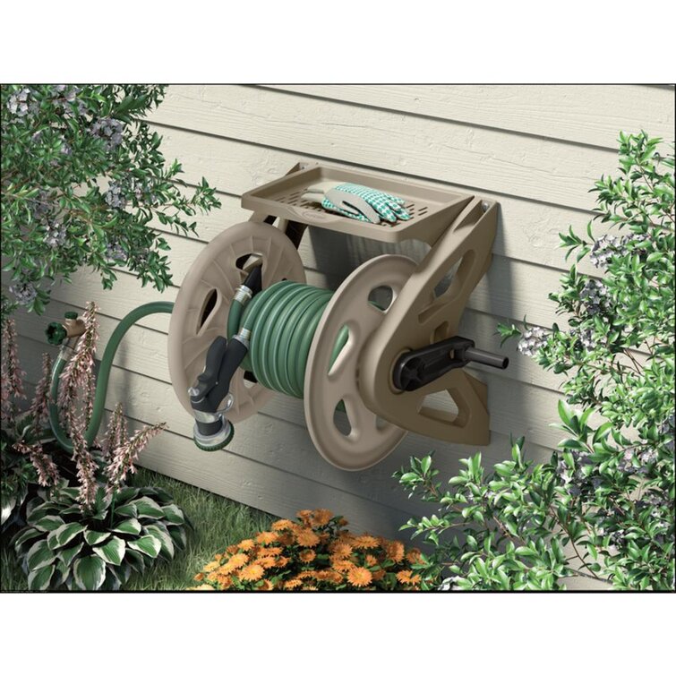 Suncast hose reel in 21 x 23 outdoor box. Comes