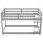 Lit superposé bas simple au-dessus de simple avec échelle | Lit superposé en bois massif pour enfants, gris-1472962135