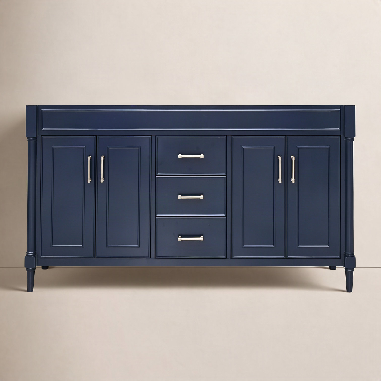 Addison 60" Double Bathroom Vanity Base, Navy Blue