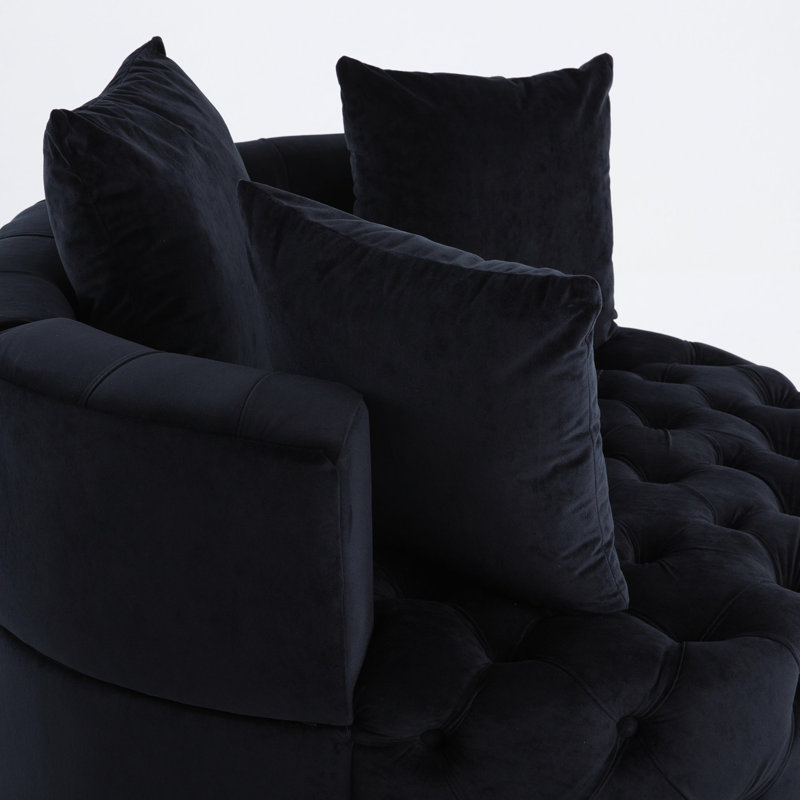 Fauteuil en velours noir pour salon - 40,6 po Largeur, rembourrage en mousse de la chaise, Noir