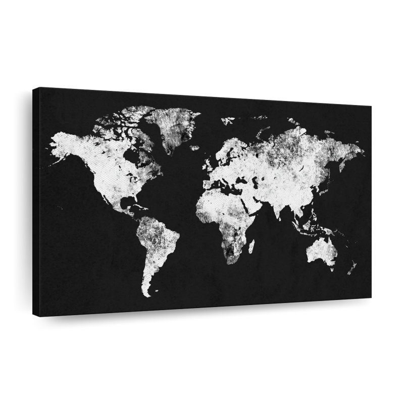 Black And White Map Canvas Print, 30" H x 45" W x 1.25" D