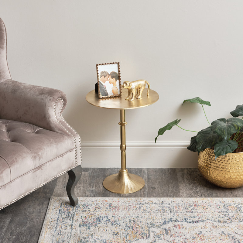 Akhila Pedestal End Table, Gold