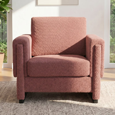 Fauteuil d'appoint rembourré de style moderne avec accoudoirs, fauteuil club à accoudoirs carrés avec coussin épais, fauteuil d'appoint moderne pour salon et chambre à coucher