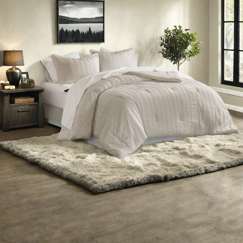 -piece Neutral Bedding Sets, Soft Polyester Material, Modern Striped Design For Full Beds