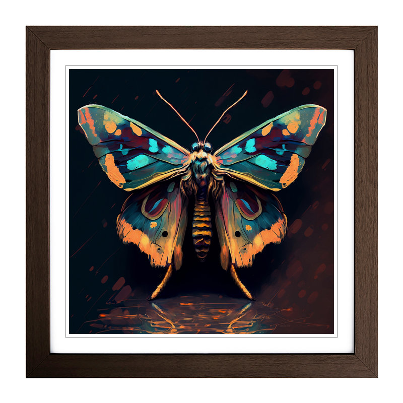Moth Fauvism - Framed Print, Walnut