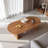 47"modern Oval Coffee Table, Low Profile Wood Coffee Table With Thick Pedestal Base, Mdf With Wood Veneer, Rounded Edge Design, Easy Assembly Center Table For Living Room