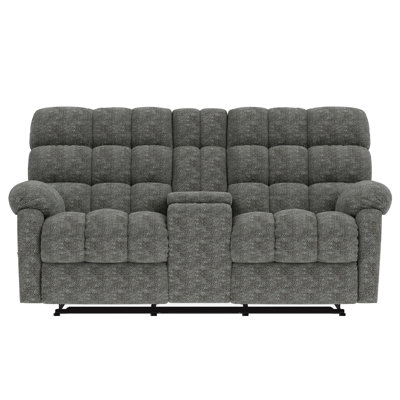 Causeuse double inclinable avec console, chenille grise
