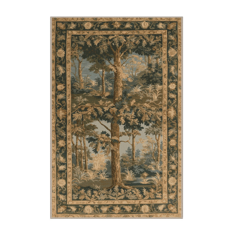 Tapis brun français lavable à la machine, Rectangle 7 pi x 9 pi