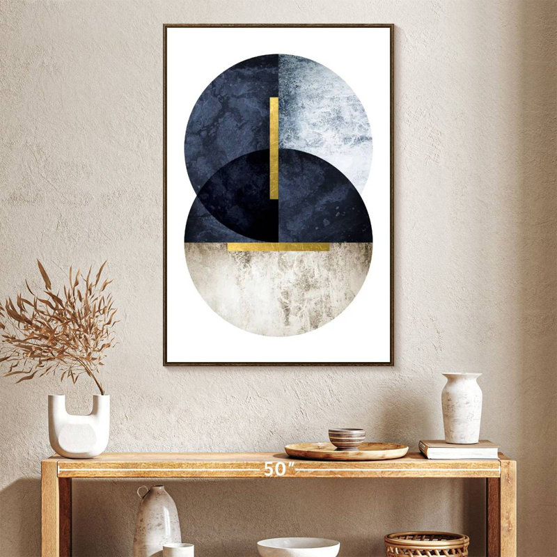 Bleu marine foncé, Floating Frame Walnut, 27" x 40"