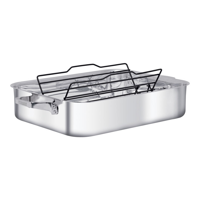 Plat de cuisson rectangulaire en acier inoxydable TruClad 18/10, argent