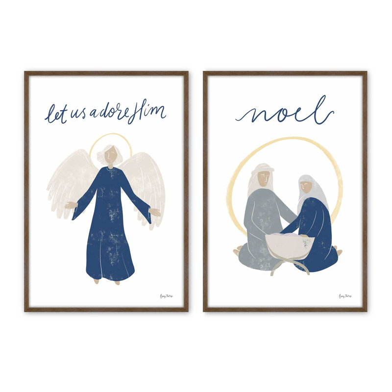 Bethlehem's Glow I, ensemble de 2 reproductions d'art, 16 po x 12 po, Noyer