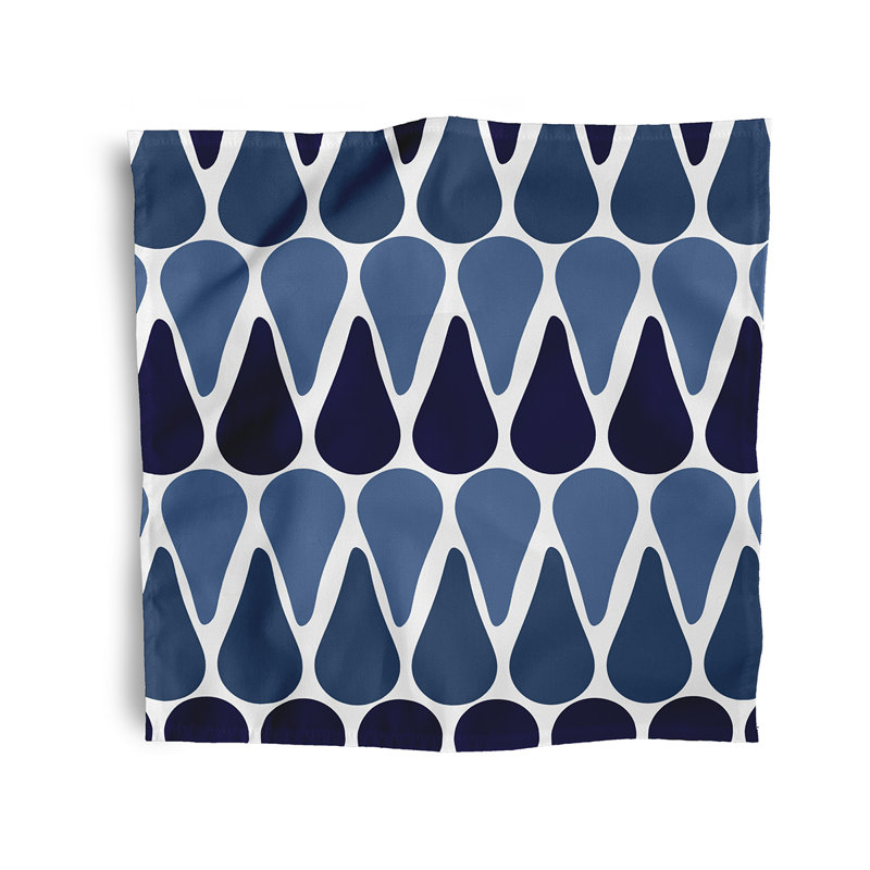 Synthia Polyester Geometric Square Napkin, Navy Blue